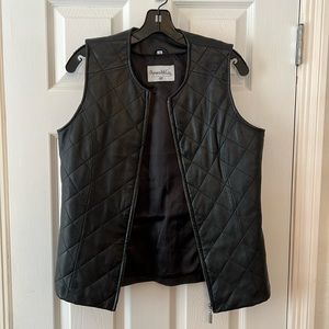 Pamela McCoy Genuine Leather Quilted Moto Vest S